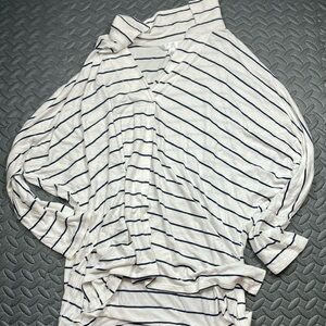 Time and Tru Striped Open Front Cardigan, White &‎ Blue, Long Sleeve